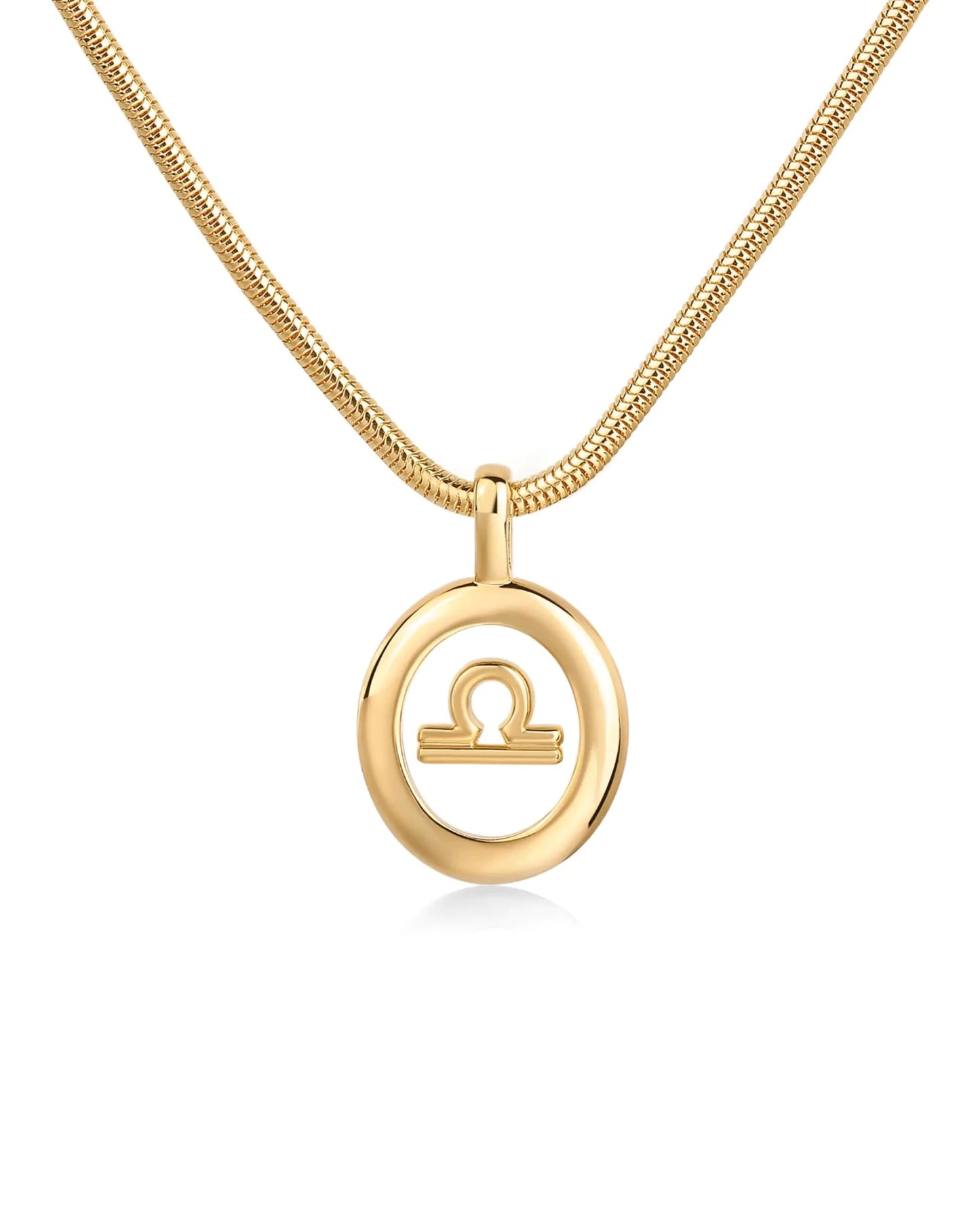 Lucky Libra Necklace |14K Yellow Gold Plated Floating Zodiac Pendant - Frosted Feminine
