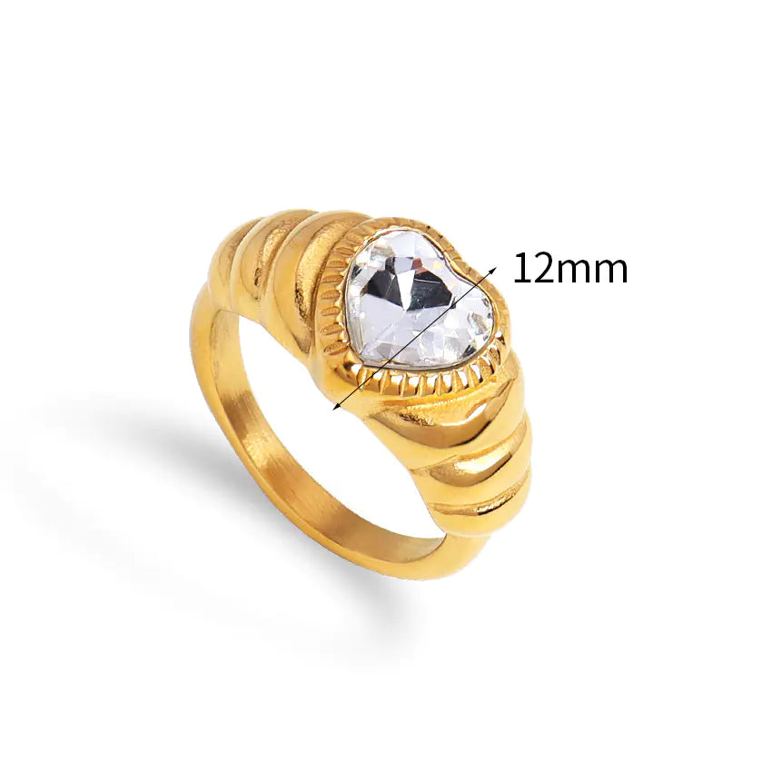 Lover Girl Ring | 8K Gold-Plated Heart Zircon Ring