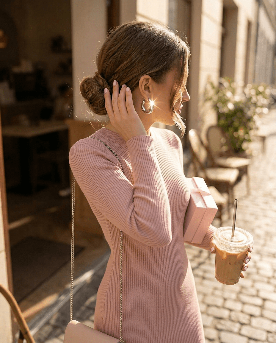 Ballerina Buckles Hoop Earrings - Frosted Feminine