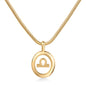 Lucky Libra Necklace |14K Yellow Gold Plated Floating Zodiac Pendant - Frosted Feminine